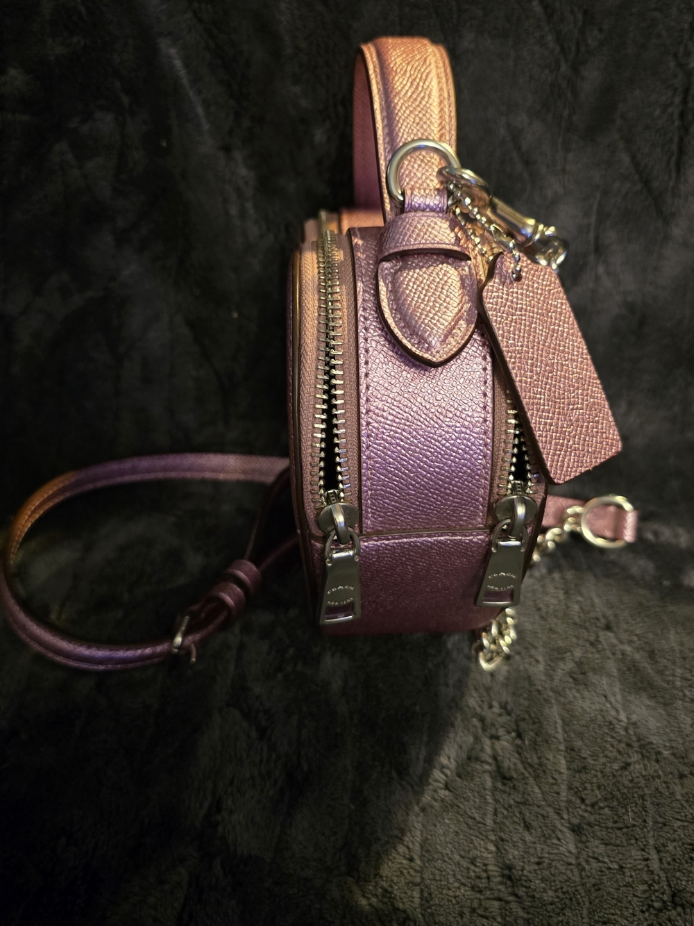 Coach Metallic Pink Heart-Shaped Mini Crossbody - Picture 4 of 7